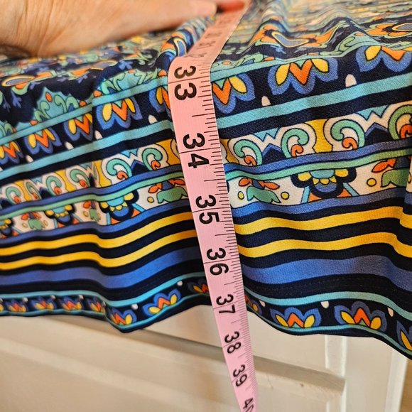 Liz Claiborne Blue, Orange Medallion Print Knit Shift Dress, Size 10 - Picture 9 of 9